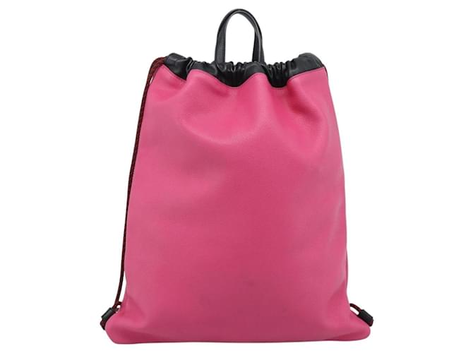 Gucci Logo Drawstring Printed Leather Medium Rosa - vista 2