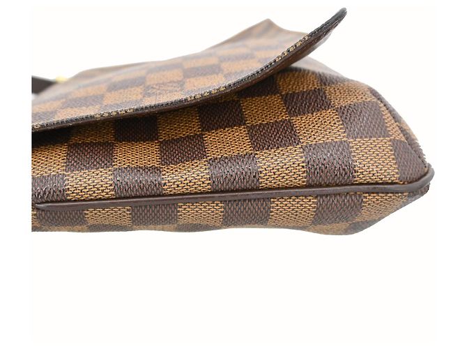 Louis Vuitton Musette Tango Damier Ebene Marrone - vista 3