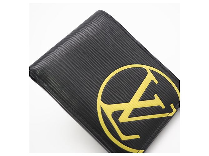 Louis Vuitton Epi Portefeuille Multiple Noir M67907 Bi-fold Wallet Nero Giallo - vista 4