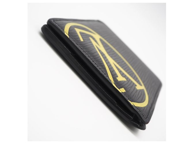 Louis Vuitton Epi Portefeuille Multiple Noir M67907 Bi-fold Wallet Nero Giallo - vista 9