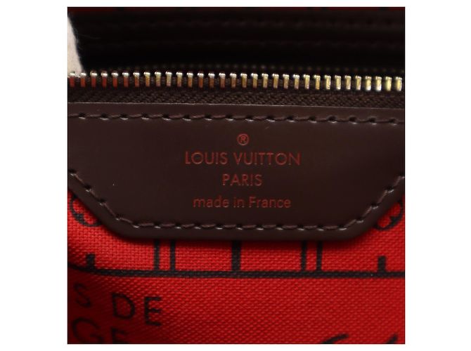 Borsa Louis Vuitton Damier Neverfull PM Marrone Beige - vista 15