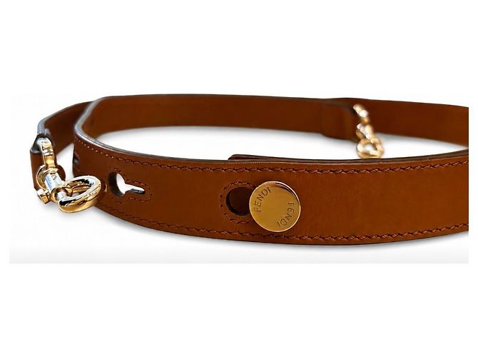Fendi Selleria Strap You Schultergurt aus Leder Braun - Ansicht 2