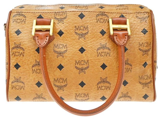MCM Visetos logogramme Canvas and Leather Marrone - vista 2