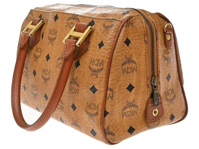 MCM Visetos logogramme Canvas and Leather Marrone - vista 3