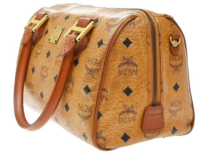 MCM Visetos logogramme Canvas and Leather Marrone - vista 4