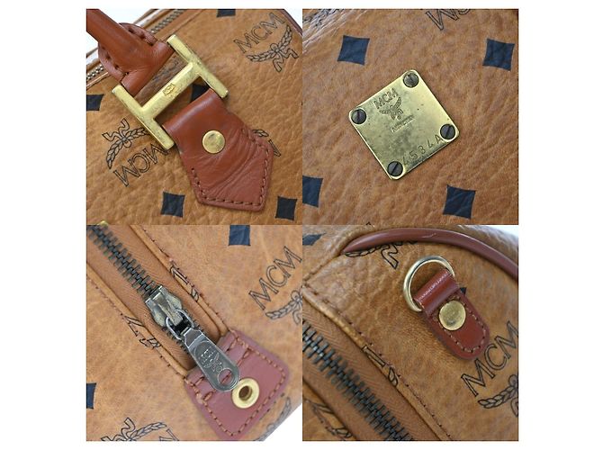 MCM Visetos logogramme Canvas and Leather Marrone - vista 6