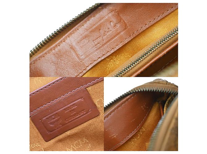 MCM Visetos logogramme Canvas and Leather Marrone - vista 7