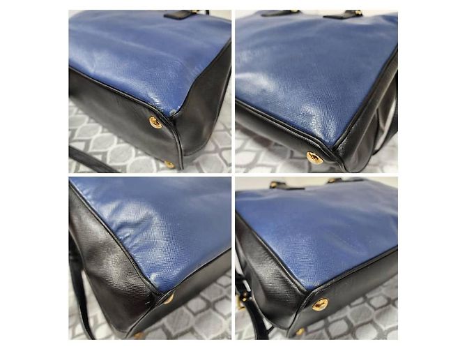 Borsa Tote Prada Saffiano Lux Medium Galleria Blu/Nero - vista 10