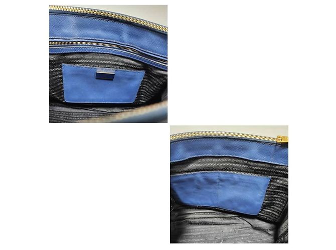 Borsa Tote Prada Saffiano Lux Medium Galleria Blu/Nero - vista 11