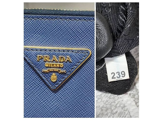 Borsa Tote Prada Saffiano Lux Medium Galleria Blu/Nero - vista 2