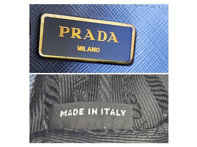 Borsa Tote Prada Saffiano Lux Medium Galleria Blu/Nero - vista 4