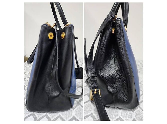 Borsa Tote Prada Saffiano Lux Medium Galleria Blu/Nero - vista 5