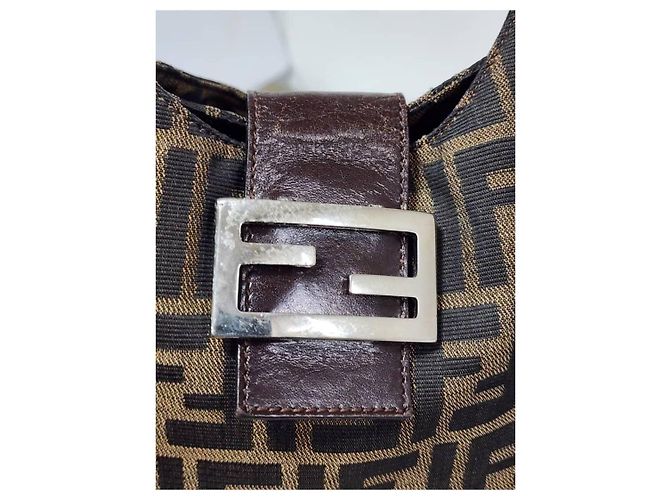 Borsa a Tracolla Fendi Zucchino FF Top Marrone Monogramma - vista 5