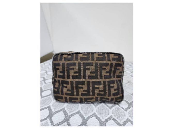 Borsa a Tracolla Fendi Zucchino FF Top Marrone Monogramma - vista 7