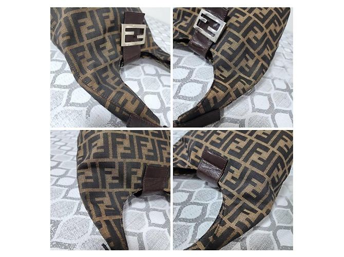 Borsa a Tracolla Fendi Zucchino FF Top Marrone Monogramma - vista 8