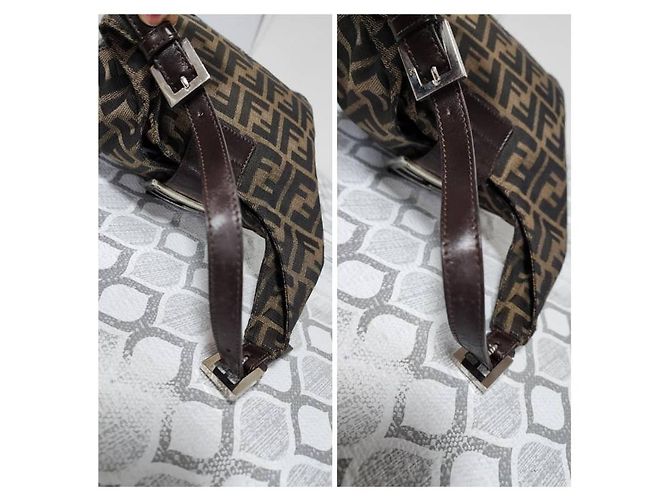 Borsa a Tracolla Fendi Zucchino FF Top Marrone Monogramma - vista 9