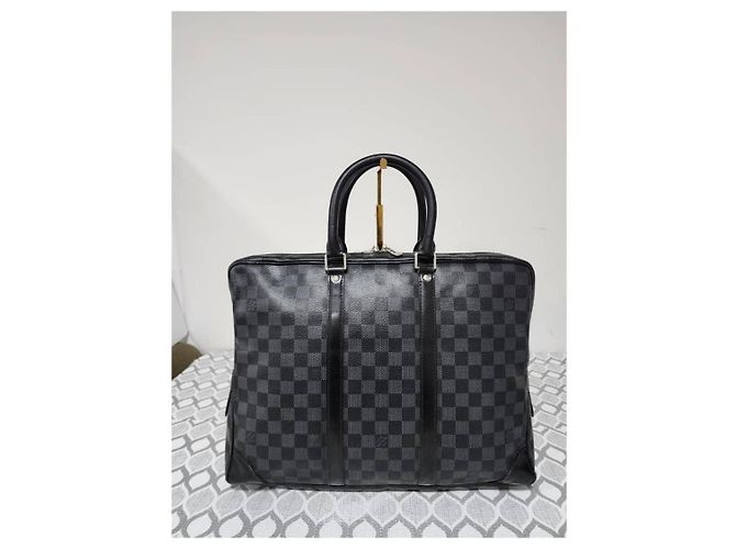 Borsa con manico Louis Vuitton Damier Graphite Nero/Grigio - vista 14