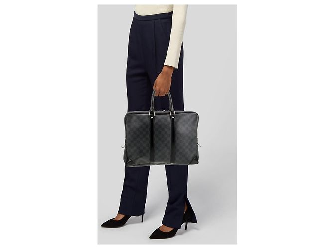 Borsa con manico Louis Vuitton Damier Graphite Nero/Grigio - vista 15