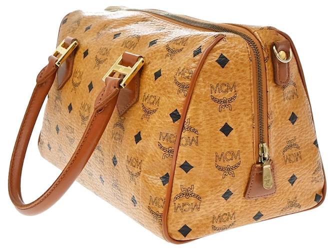 MCM Visetos logogramme Canvas and Leather Marrone - vista 3
