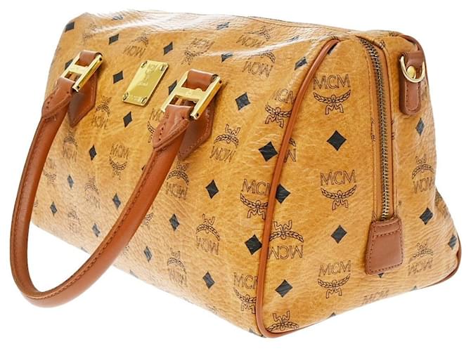 MCM Visetos logogramme Canvas and Leather Marrone - vista 4