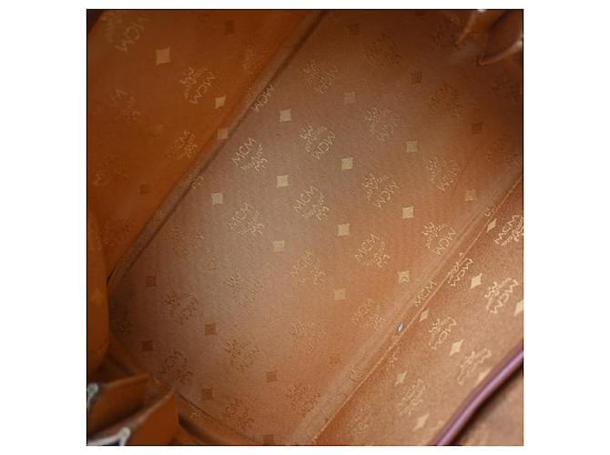 MCM Visetos logogramme Canvas and Leather Marrone - vista 5