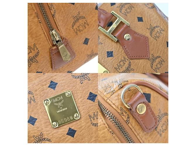 MCM Visetos logogramme Canvas and Leather Marrone - vista 6