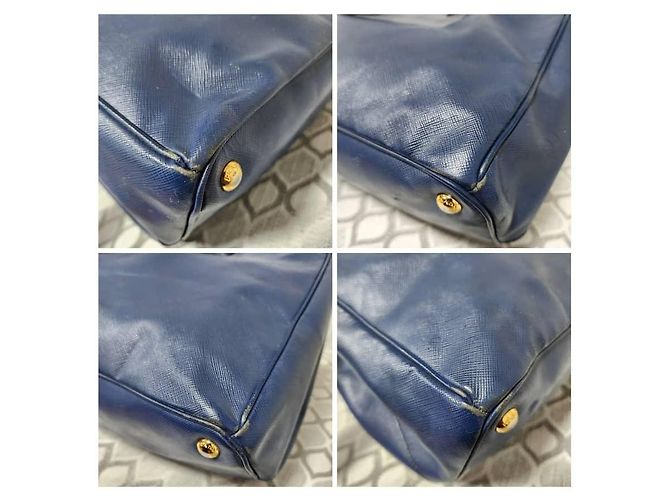 Borsa Tote PRADA Galleria Double-Zip Large in pelle Saffiano Lux Blu - vista 11