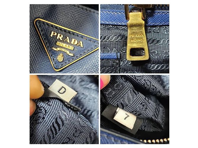 Borsa Tote PRADA Galleria Double-Zip Large in pelle Saffiano Lux Blu - vista 2