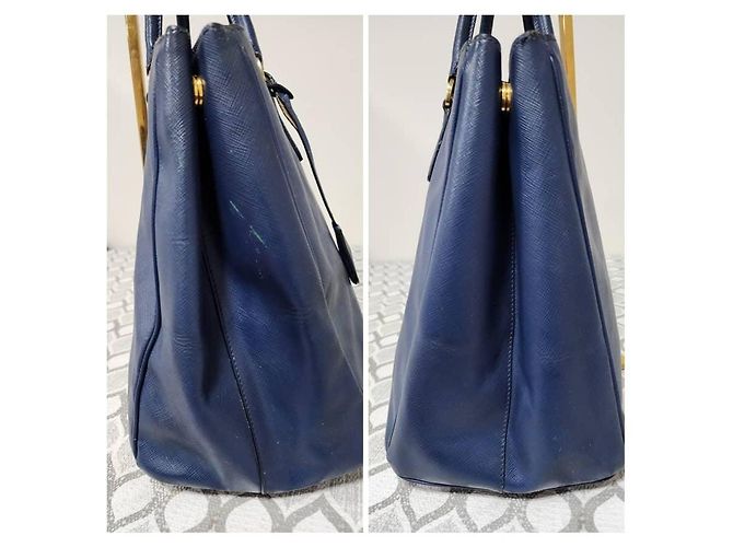 Borsa Tote PRADA Galleria Double-Zip Large in pelle Saffiano Lux Blu - vista 6