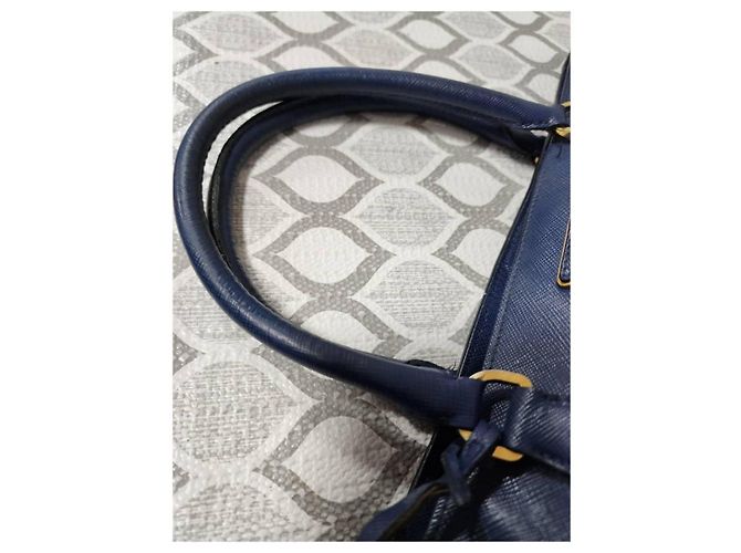 Borsa Tote PRADA Galleria Double-Zip Large in pelle Saffiano Lux Blu - vista 8