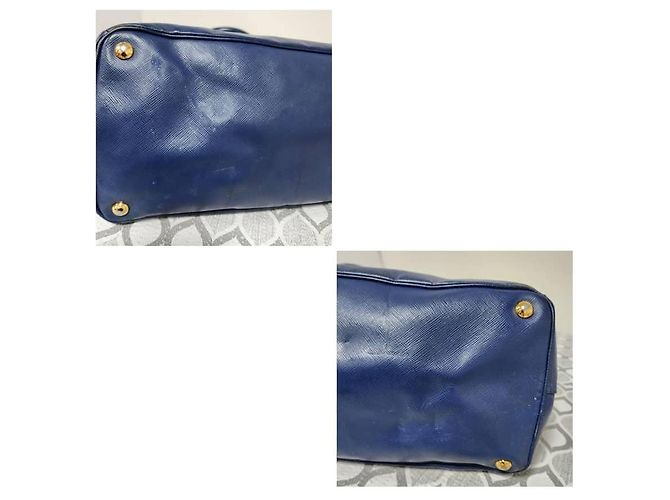 Borsa Tote PRADA Galleria Double-Zip Large in pelle Saffiano Lux Blu - vista 9