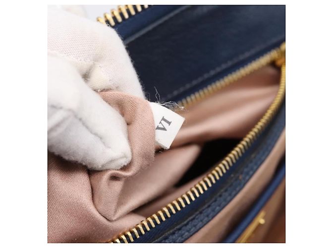 Miu Miu Madras Bowler Leather Small Blu - vista 6