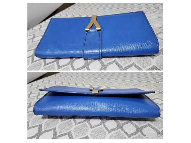 Yves Saint Laurent Clutch de Piel Saint Laurent Azul - vista 4