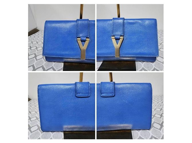 Yves Saint Laurent Clutch de Piel Saint Laurent Azul - vista 7