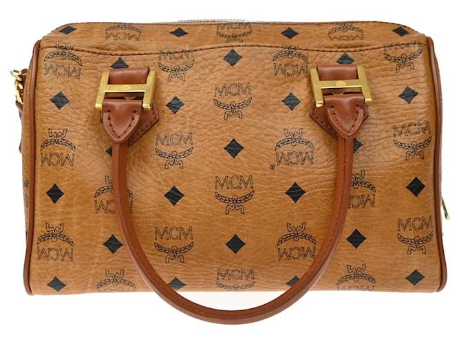 MCM Visetos logogramme Canvas and Leather Marrone - vista 2