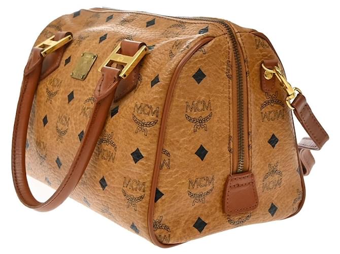 MCM Visetos logogramme Canvas and Leather Marrone - vista 3