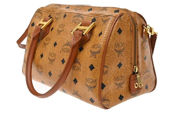 MCM Visetos logogramme Canvas and Leather Marrone - vista 4