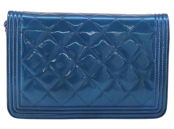 Chanel Boy Flap Quilted Patent Small Blu - vista 2