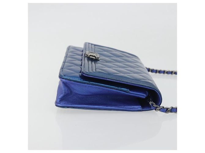 Chanel Boy Flap Quilted Patent Small Blu - vista 3
