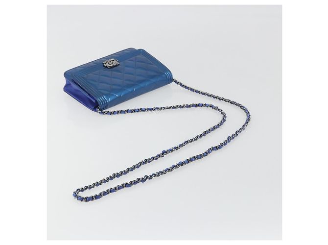 Chanel Boy Flap Quilted Patent Small Blu - vista 7