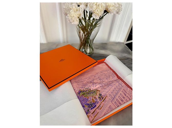 Hermès "Un Jardin sur le Toit" Seidentuch Pink - Ansicht 10