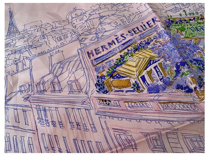 Hermès "Un Jardin sur le Toit" Seidentuch Pink - Ansicht 11