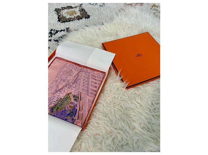 Hermès "Un Jardin sur le Toit" Seidentuch Pink - Ansicht 14