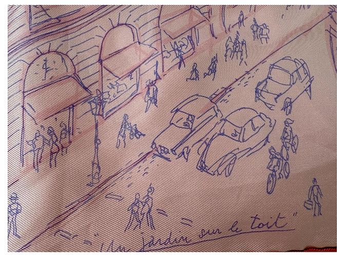 Hermès "Un Jardin sur le Toit" Seidentuch Pink - Ansicht 15