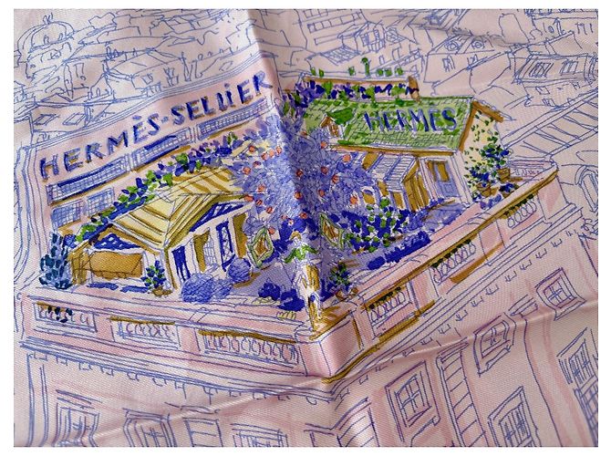 Hermès "Un Jardin sur le Toit" Seidentuch Pink - Ansicht 2
