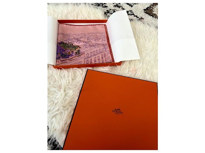 Hermès "Un Jardin sur le Toit" Seidentuch Pink - Ansicht 3