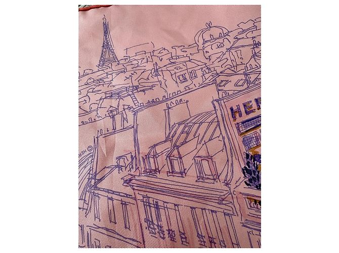 Hermès "Un Jardin sur le Toit" Seidentuch Pink - Ansicht 5