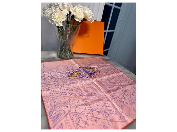 Hermès "Un Jardin sur le Toit" Seidentuch Pink - Ansicht 7