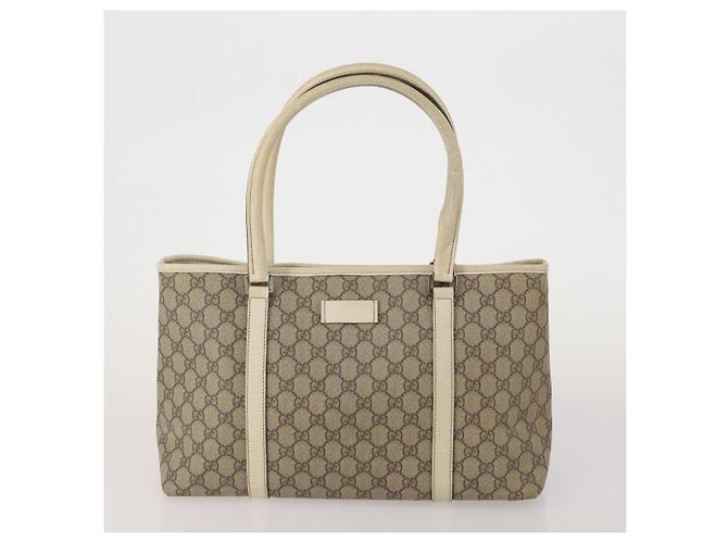 Borsa Tote GUCCI GG Canvas GG Supreme PVC 2 Set Beige Auth 190536 - vista 2