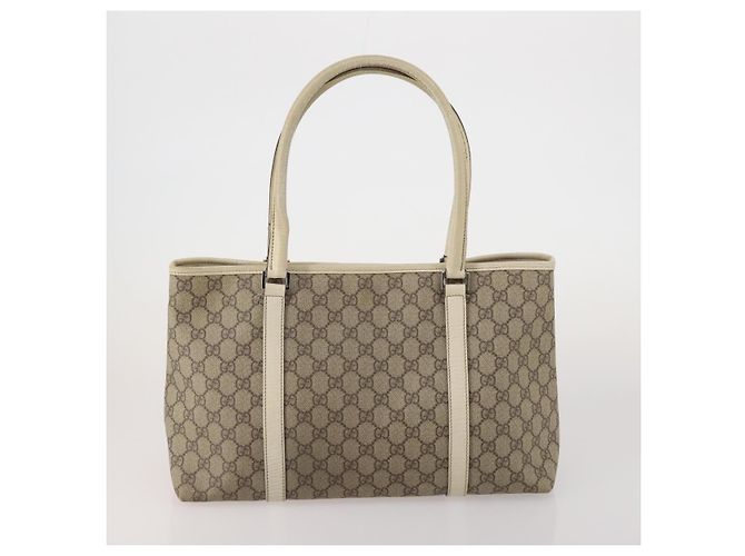 Borsa Tote GUCCI GG Canvas GG Supreme PVC 2 Set Beige Auth 190536 - vista 3